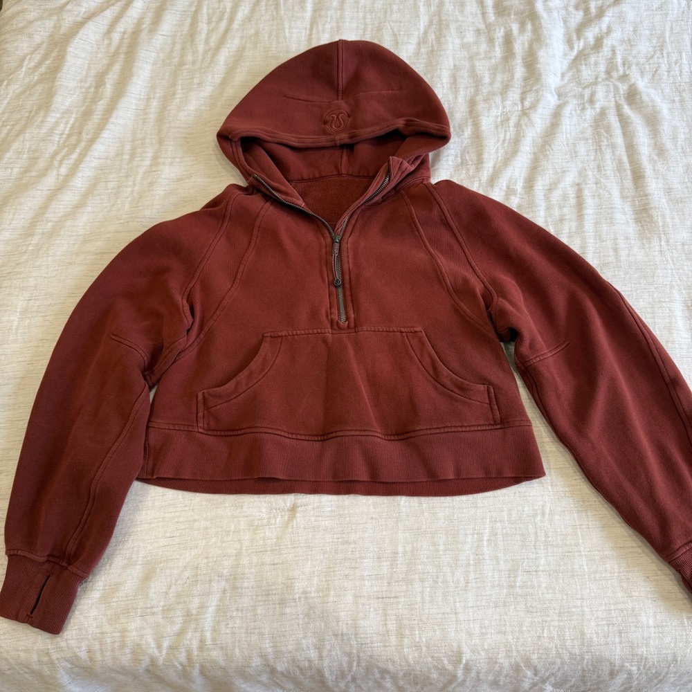 Lululemon Maroon Scuba Half Zip with hood